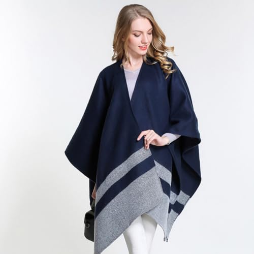 Écharpe de mariage épaisse rayée en peluche de qualité supérieure bleu - 6