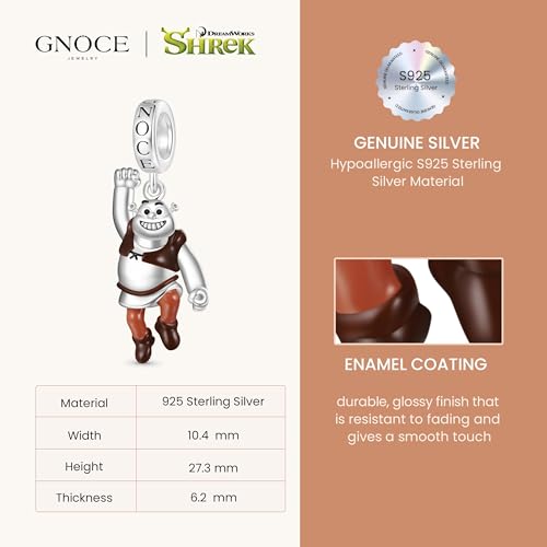 GNOCE Shrek Pendant Dangle Charm Bracelet for Women, S925 Sterling Silver Dangle Charms for Women Wife, Valentine‘s Day, Mother’s Day Jewelry3