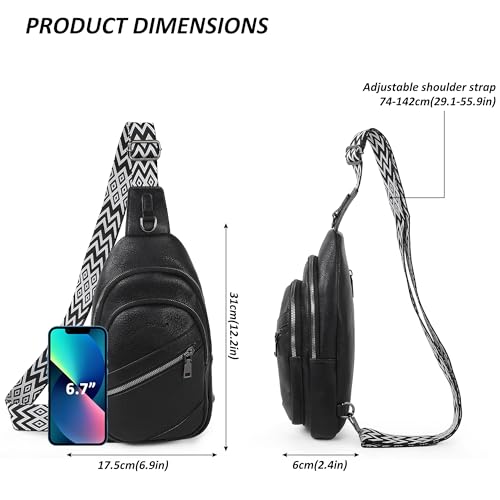 Image of TANTOMI Sling Bag Crossbody Bags for Women Leather Cross Body Bag Trendy Fanny Pack Chest Travel Purse with Adjustable Strap