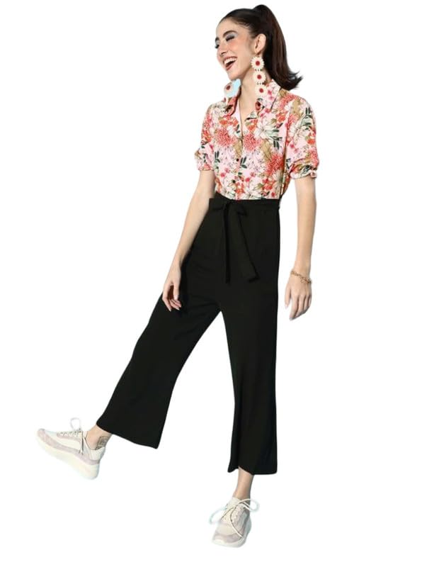 Tomar CreationWomen's Polyester Printed 3/4th Sleeve Jumpsuit (Peach - Black, 2XL)-PID61813-picture-19