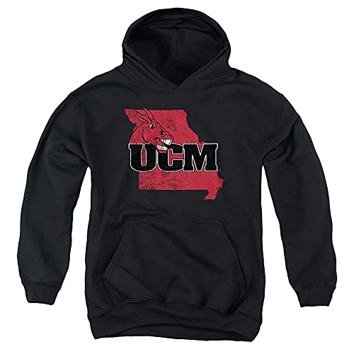 LOGOVISION University of Central Missouri Official State Shape Unisex Youth Pull-Over Hoodie,Black, Large