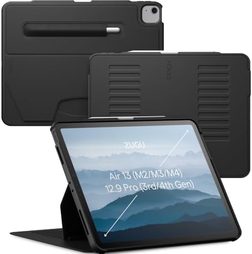 ZUGU CASE Slim Protective Case Designed for iPad Air 13-inch (M4, 2026 / M3, 2025 / M2, 2024) / iPad Pro 12.9-inch (4th/3rd Gen) Wireless Pencil Charging, Multiple Viewing Angles (Sleep/Wake Cover)