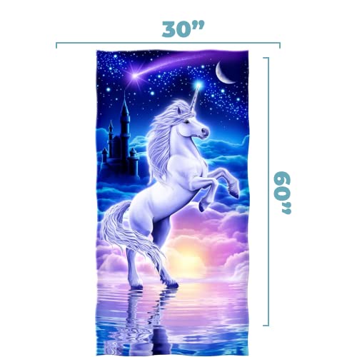 Dawhud Direct Unicorn Beach Towel For Women, Girls, Kids, Men, Unicorn Bath Towel Print 30" X 60" Pool Towel Super Soft Plush Cotton Unicorn Towel Plush Throw Towel For Unicorn Lovers #TOP2