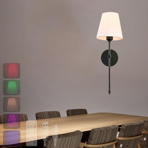 Aplique de pared RGB regulable con bombilla USB recargable y mando para dormitorio