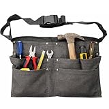 ULUPJ 6-Pocket Tool Apron Bag Pouch with Adjustable Belt, Canvas Tool Belt Storage Organizer, Waist Tool Organizer for Electricians, Maintenance, Handyman, Men(Apron Only, Gray)
