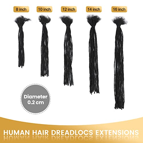 Loc Extension Human Hair 100% Real Human Hair 0.2Cm Wide 12Inch 60 Strands Fully Handmade Permanent Real Hair Extensions For Women/Men/Kids 100% Dreadlock Extensions Human Hair Can Be Dyeable Bleachable Curlable With Crochet And Comb And Decorative Ring #TOP1