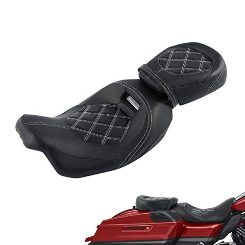 Low-Profile Driver Rider Seat Passenger Pillion Set Fits for Harley Touring 2009-2023 Road King FLHR Street Glide FLHX