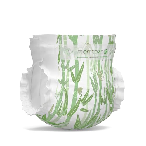 Image of Momcozy Baby Diapers, Baby Diapers Natural Bamboo Diapers Hypoallergenic for Sensitive Skin, Absorbent Disposable Diapers, Soft Organic Diapers Size 3(66 Count)