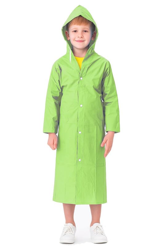 Image of Kids School Raincoat for Boys & Girls | PVC Lightweight Hooded Long Rainwear with Pockets | Suitable for School