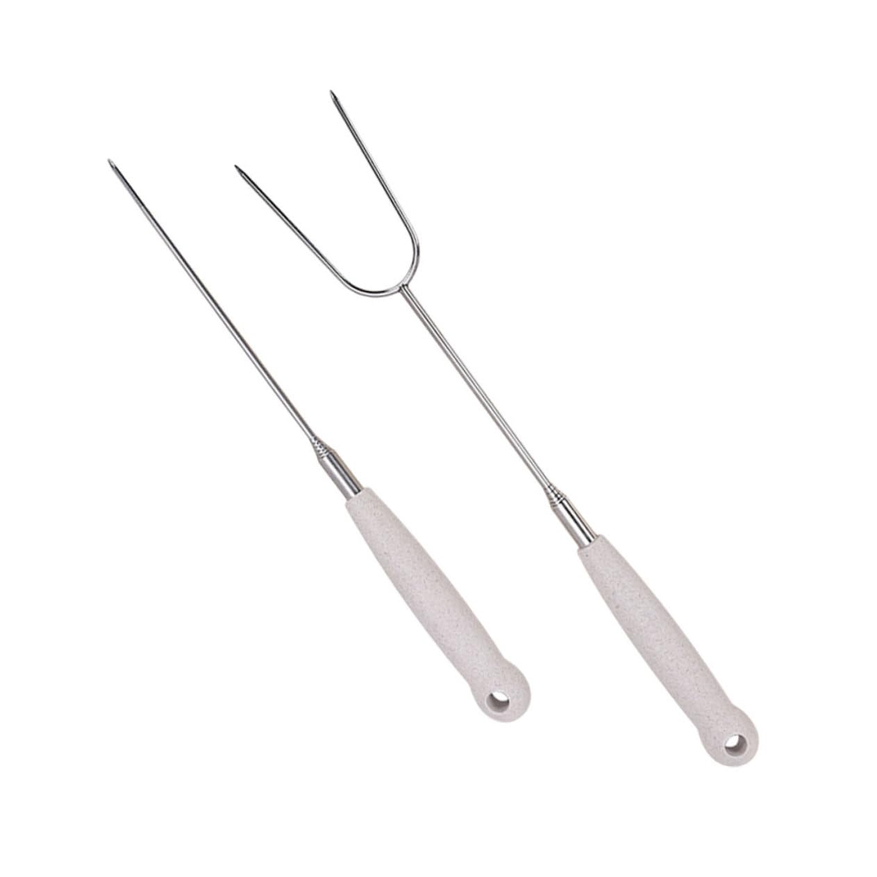POPETPOP 2Pcs Telescopic Stainless Steel Barbecue Forks Versatile Meat Forks for Easy Outdoor Grilling Durable Bbq Supplies Practical and Reusable Cooking Tools