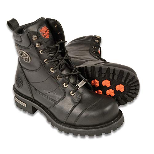 Image of Milwaukee Leather Classic Men's Black Leather Wide-Width 8-inch Lace-Up Logger Biker Boots MBM9030W