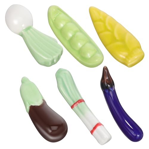 ARTSEWPLY 6個 日式かわいい野菜形箸置き点 滑らかセラミック表面 食卓用箸ホルダー レストラン向け卓上装飾実用的省スペース設計