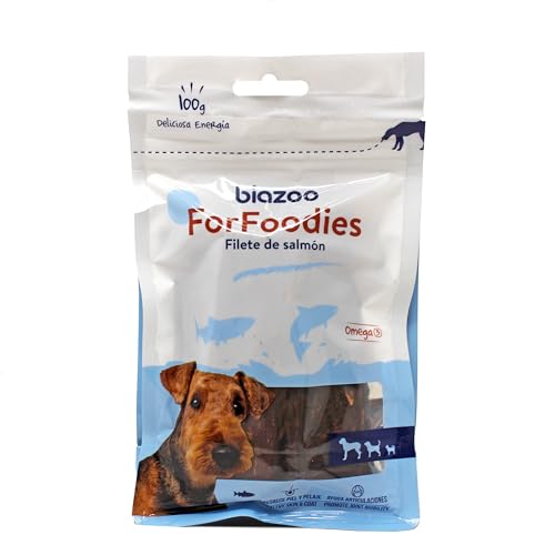 Biazoo Pack 11 un. Filete de Salmón 100g Snacks para Perros Apto para Todas Las Razas y tamaños. Snack Altamente digerible y con Alto Contenido en proteína.