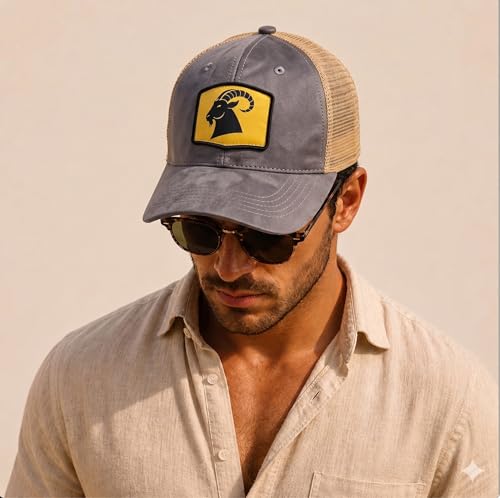 WHIM BRIM Grey Suede Adjustable Trucker Cap - Image 3