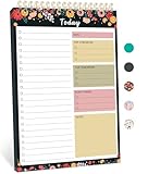 CICPAP To Do List Notepad - To Do List Notebook for Work with 52 Sheets, Undated Daily Planner Perfect for Enhanced Productivity and Goal Achievement - Black Floral