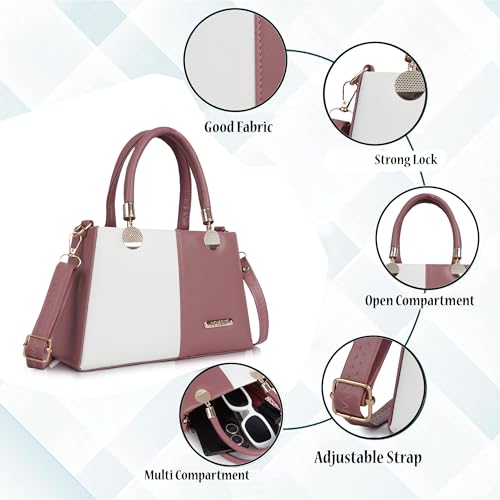 Image of Gold Rose Women's Elegant Color Block Handbag - Stylish Top Handle Purse for Office, Party & Daily Use | Premium Structured Ladies Hand Bag