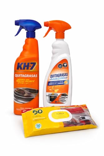 Kit Desengrase Intensivo Cocina – Quitagrasas KH7 + Quitagrasas Bosque Verde + Toallitas Desengrasantes – Pack 3 Productos Antigrasa