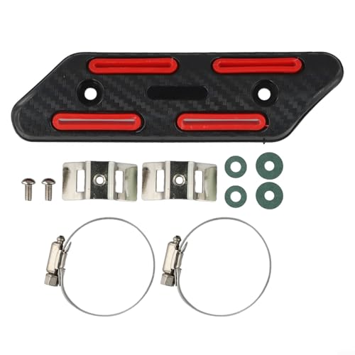 Protector térmico de escape de motocicleta para modelos y modelos, cubierta de protección ABS de ajuste general para tubo de silenciador, azul/rojo/amarillo/verde (rojo)