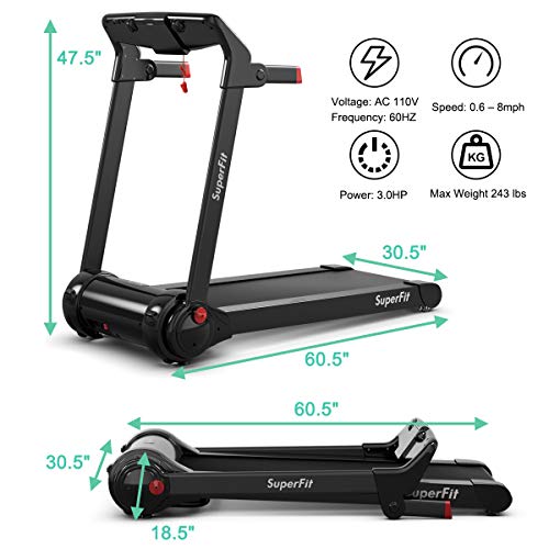 Image of GYMAX Folding Treadmill, 3.0HP Free Installation Running Machine with Bluetooth Speaker, HD Touch Screen Monitor, Smart APP Control, Silent Jogging Walking Machine for Home Office