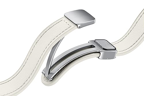 Image of SAMSUNG Galaxy Watch 6, 5, 4 Series Hybrid Eco Leather Band, Slim, Magnetic D-Buckle Closure for Men, Women, Smartwatch Replacement Strap, One Click Attachment, Small /Medium, ET-SHR93SUEGUJ, Cream