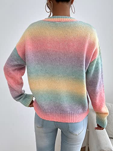Image of Floerns Women's Drop Shoulder Long Sleeve Crew Neck Sweater Pullover Top