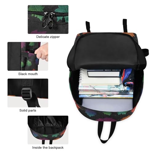 Colored Maple Print Backpack Set with Lunch Bag, Large Capacity Travel Backpacks and Lunch Box Insulated for Commute Hiking Picnic3