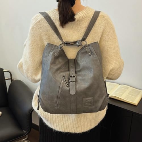 2025 Trendy Retro Large Capacity Backpack Women’s PU Leather Convertible Shoulder Bag Travel Bag for Fall Winter4