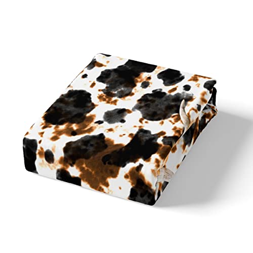 feelingyou Highland Cow Duvet Cover Set Single Size, Ink Milk Skin Fur Print Tribal Tie Dye Comforter with 1 Pillow Sham - Image 4
