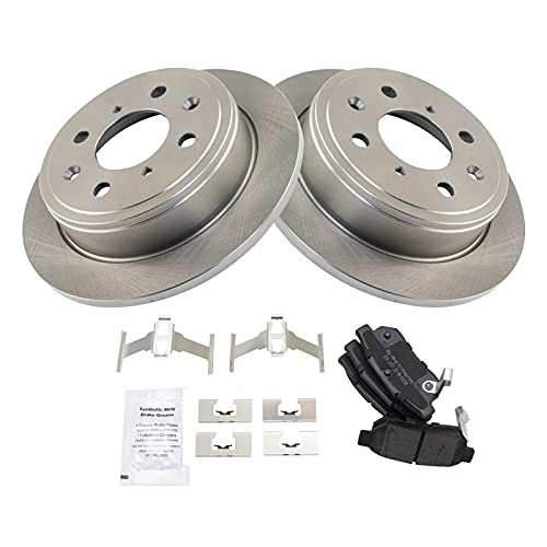 Image of TRQ Rear Brake Pad and Rotor Set Semi Metallic Rotors