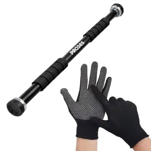 Image of PRO365 Pull Up Bar & Premium Gloves Combo | Drill Free Doorway Chin-Up Bar with Non-Slip Foam Grips + PVC Grip Gloves for Fitness Training & Workout