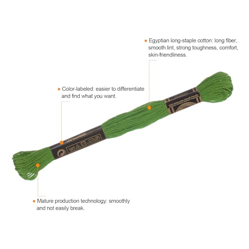 Image of HARFINGTON 3pcs 12 Skeins Embroidery Floss 8.75yds(8m) Egyptian Long-Staple Cotton Cross Stitch Thread for Sewing DIY Bracelet Yarn String and Crafts, Grass Green(6905)