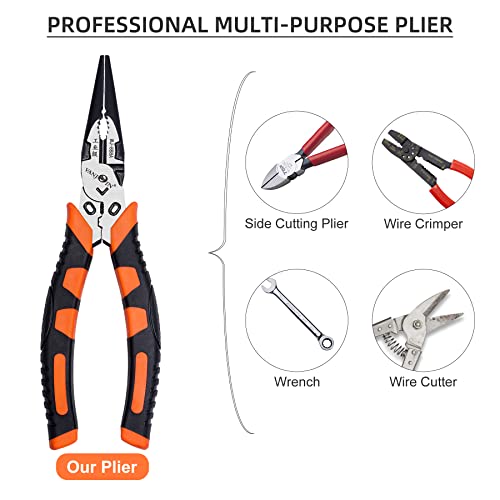 Vanjoin Needle Nose Pliers, 6.5-Inch Needle-Nose Pliers With Wire Cutter Pliers/Wire Crimping Tool, Long Needle Nose Pliers For Removing Screws Cutting Jewelry Making Fishing #TOP5
