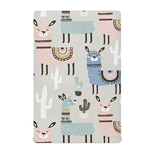 Image of Cactus Llama Crib Sheets for Boys Girls Pack and Play Sheets Breathable Mini Crib Sheets Fitted Crib Sheet for Standard Crib and Toddler Mattresses Baby Crib Sheets for Girls Boys, 39x27IN