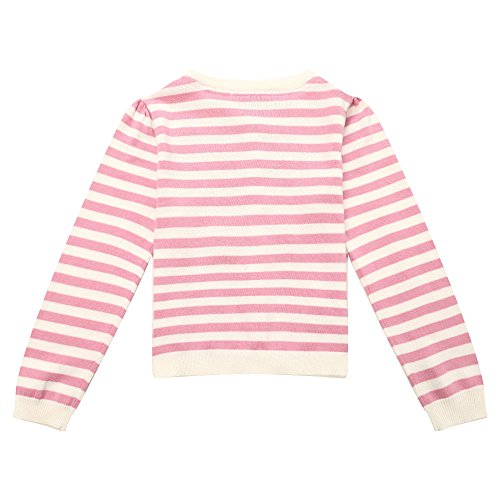 Richie House Girls' Striped Sweater with Flower Accents RH14132
