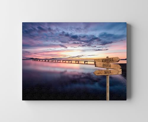 CREATIVA DIGITAL IMPRESION Y DISEÑO Cuadro Personalizado Multinombre | 3 Nombres | 40 x 30 cm | 100% a tu Gusto | Lona y Madera | Ideal para Sorprender a tu Familia | Excelente para Decorar el Salón