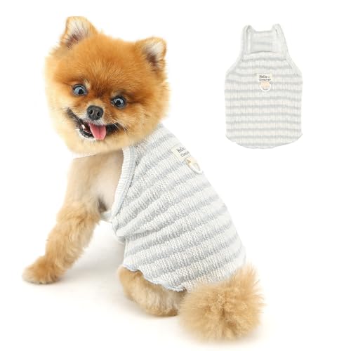 PAIDEFUL ペット服 犬猫洋服 小型犬 ボーダー柄 Tシャツ 犬の服 柔らかい 通気 タンクトップ 犬服 おしゃれ かわいい キャミソール シャツ 涼しい 薄手 ドッグウェア 春夏 人気 子犬 スポーツ服 洋服 猫服 犬猫洋服 Dリング 散?,ブルー