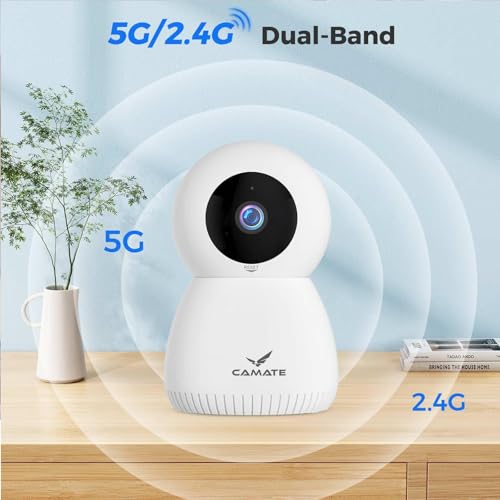 Image of CAMATE RoboCam 3MP (5 /2.4 Ghz Dual Band) Indoor WiFi CCTV Security Camera | Motion Detection & Tracking, Night Vision, 2-Way Audio, Support 256GB SD Card (3MP - 5GHz)