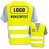PixiPrints.com: Warnweste selbst gestalten mit eigenem Aufdruck - Gelb, Größe XL/XXL, Premium-Druck auf Rücken + Front, für Erwachsene (unisex), Sicherheitspersonal, Sportler, Arbeiter