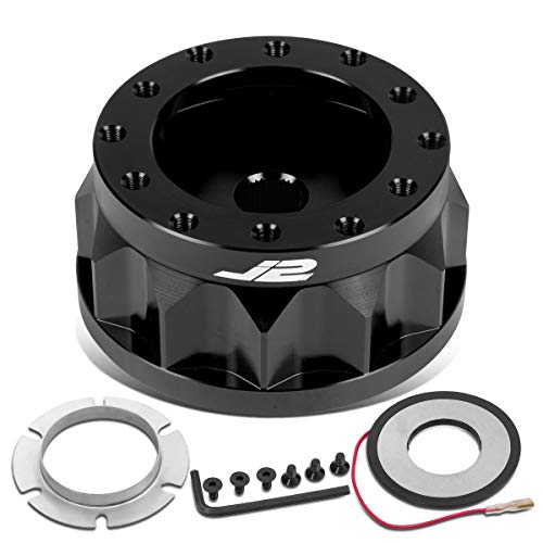 J2 Engineering J2-HUB-M1-BK 2" 6-Bolt Aluminum Steering Wheel Hub Adapter Black Compatible with 90-98 Talon / 90-03 Eclipse / 85-89 Galant Mighty Max