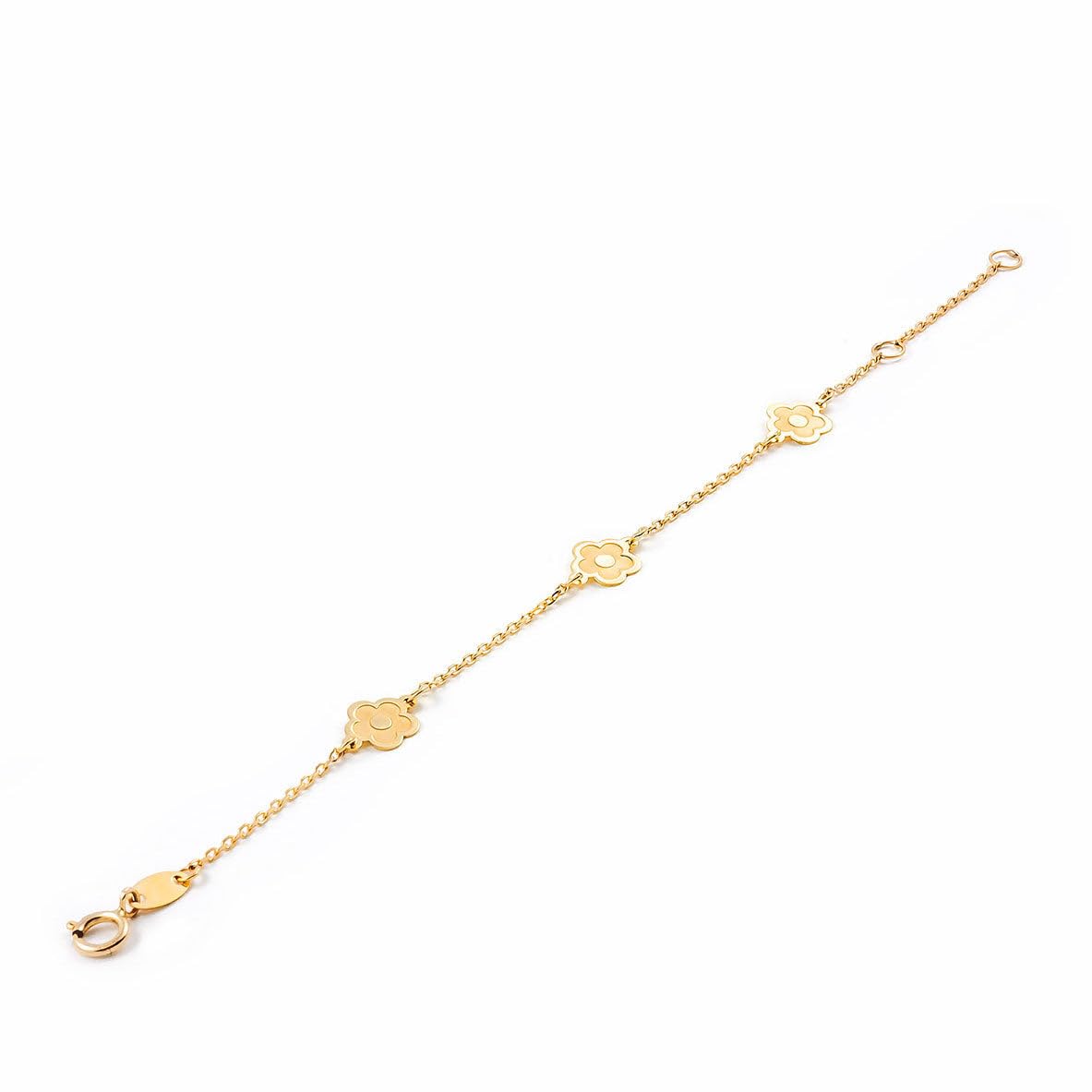 Monde Petit Bracciale bambina margherite - oro giallo 9k (375) - Scatola Regalo - Certificato di garanzia