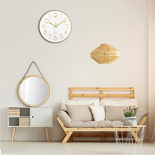 Foxtop Gold Wall Clock 12 Inch Silent Non-Ticking Battery Operated Round Modern Wall Clock for Living Room Bedroom Kitchen Home Office Decor - Image 3