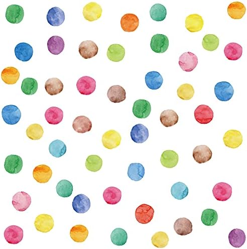 Watercolor Dots Wall Decals - MLM Colorful Round Wall Stickers Removable Vinyl Polka Dot Decor for Nursery Bedroom Living Room Playing Room