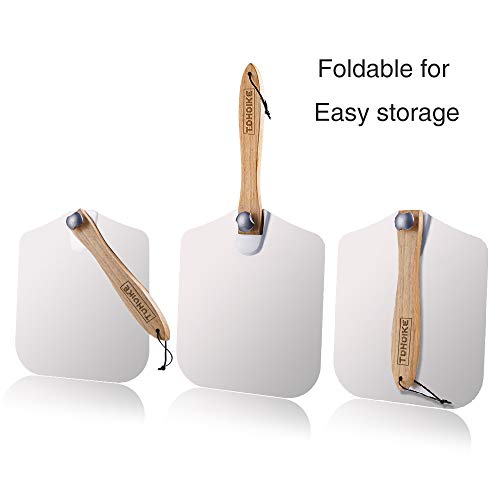 image for TDHDIKE Premium Aluminum Pizza Peel With Foldable Oaken Handle, 12” 