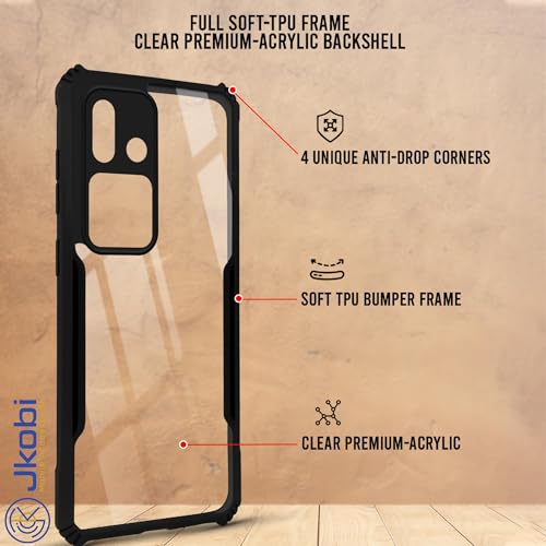 Image of Jkobi Back Cover Case for Vivo V30 | Vivo V30 Pro 5G (Shockproof with Polycarbonate Clear Panel | Professional Black)