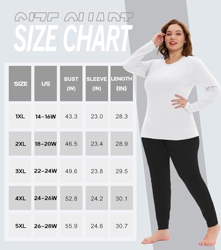 COOTRY Plus Size Thermal Shirts for Women Fleece Lined Crew Neck Tops Long Johns Base Layer Underwear4