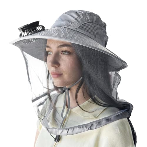 Chapeau solaire avec ventilateur rechargeable à large bord pour le camping