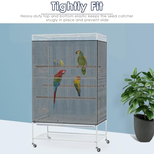 Bissap Gaiola de pássaro, coletora de sementes, rede universal de nylon 80 a 318 cm, faixa elástica