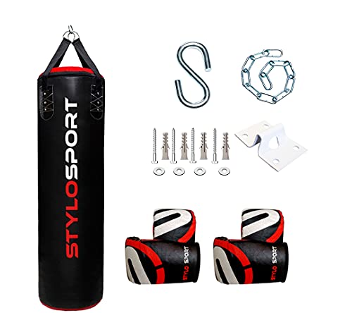 SACO DE PANCADA STYLO 120X100+ 2 PARES LUVA ADULTO PRETO + SUPORTE (ADULTO, 2 PRETO)