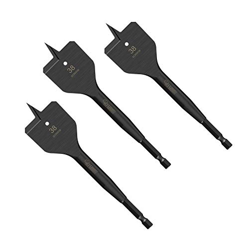3 x SabreCut SCRIW38_3 38mm x 152mm Impact Rated Flat Wood Spade Bits Compatible with Bosch Dewalt Makita Milwaukee and Many Others