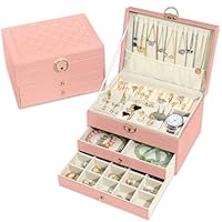 Granbest Three Layers Elegant Jewelry Box with Multiple Compartments Ideal for Organizing Necklaces, Rings and Earrings